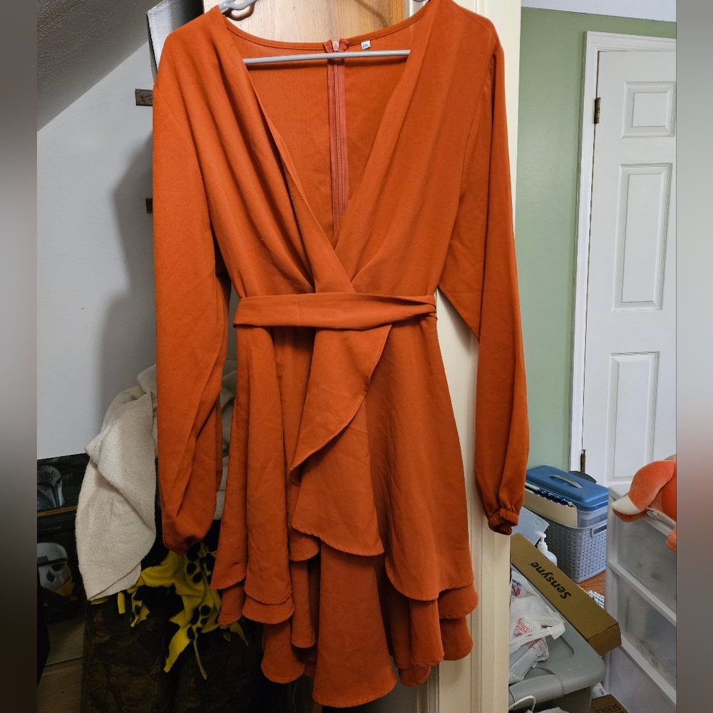 Burnt Orange Long Sleeve Dress Size 2X